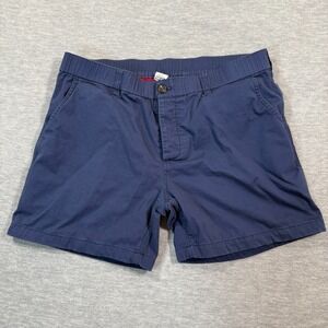 Woof Lined Chino Shorts Men L Navy Stretch Cotton Casual Comfort Fit Summer